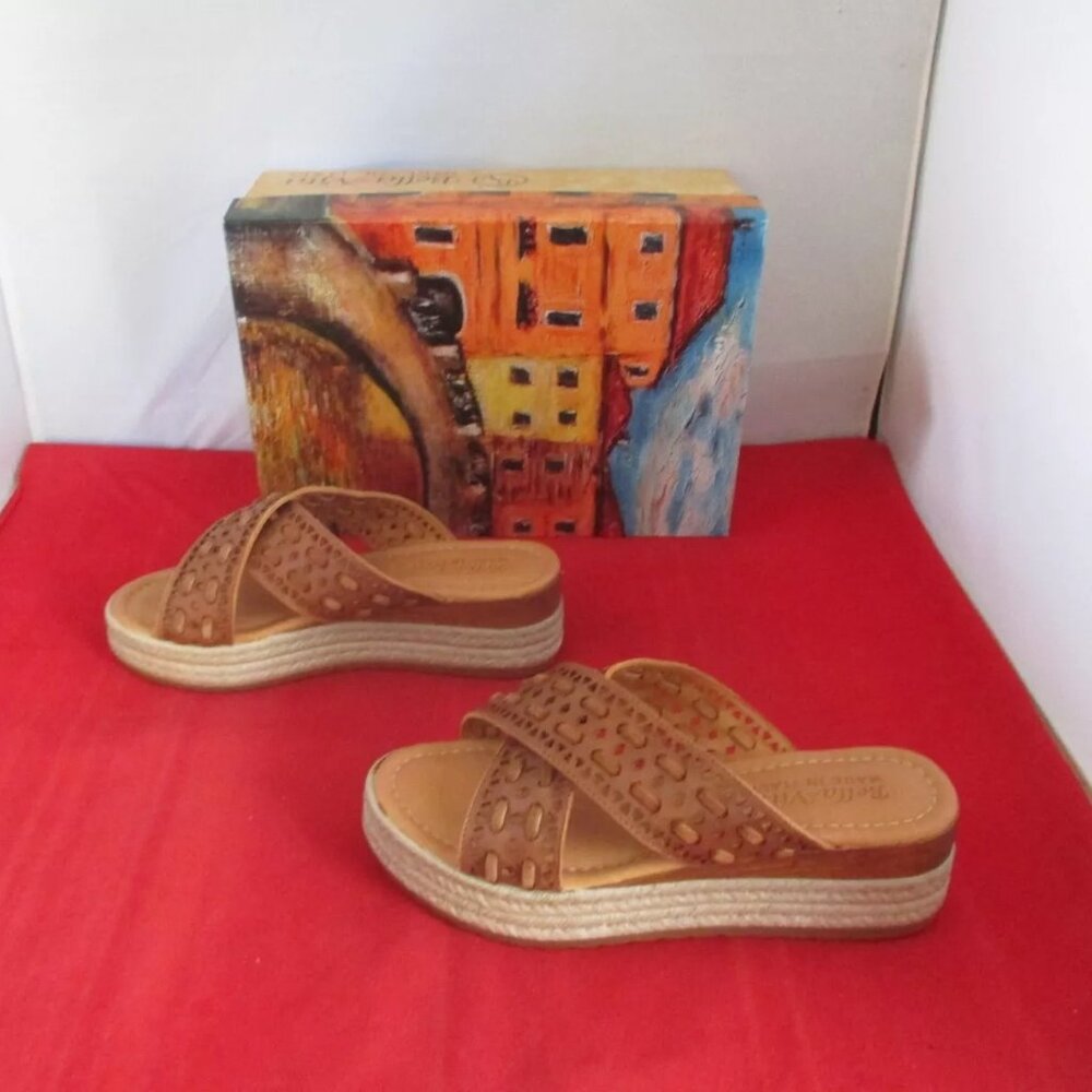 BELLA VITA Women's Exa-Italy Slide Sandals $115 US Size 7 WW - Whisky #996